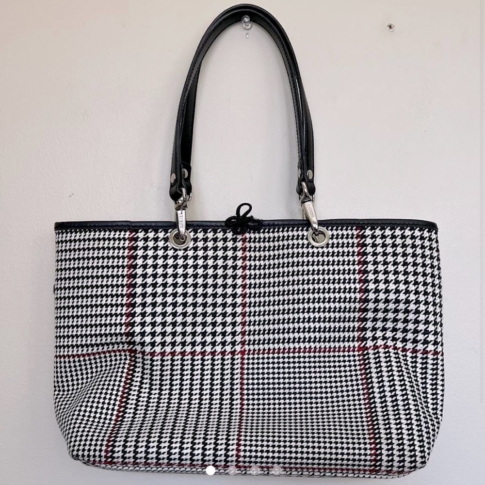 Ralph Lauren Houndstooth mini bag. red black and cream